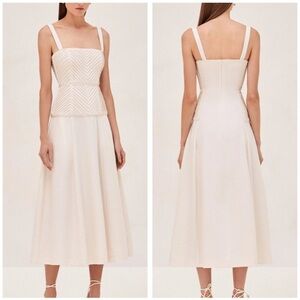 Alexis Cream Sleeveless A-line Midi Dress